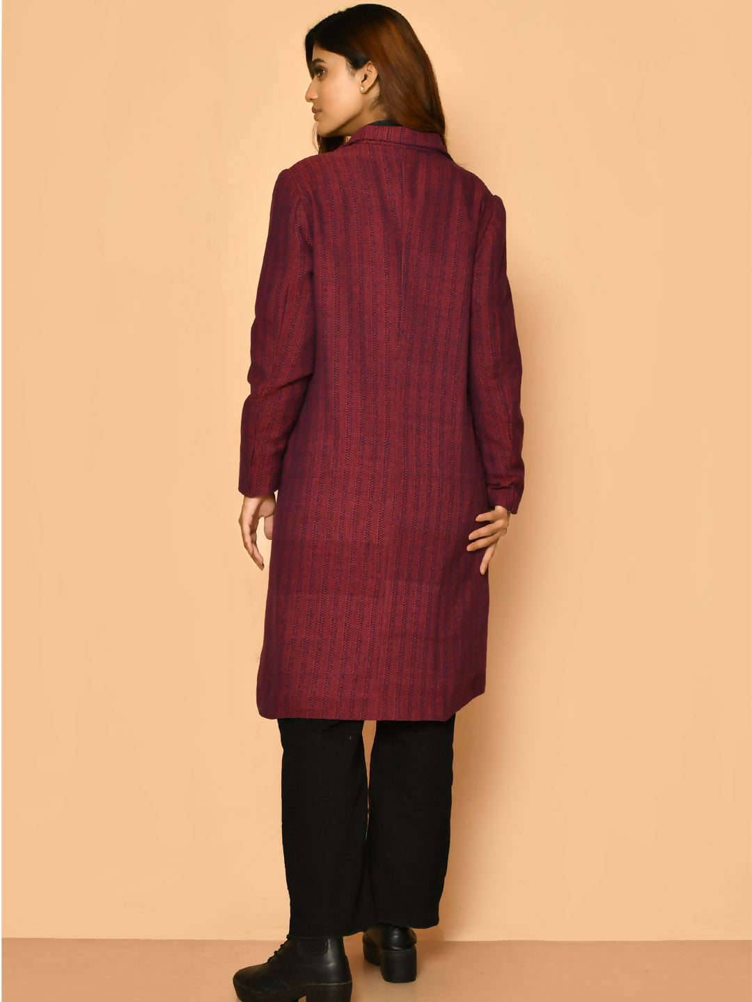 Mrinal Handloom Cotton Tench Coat Jacket for Women