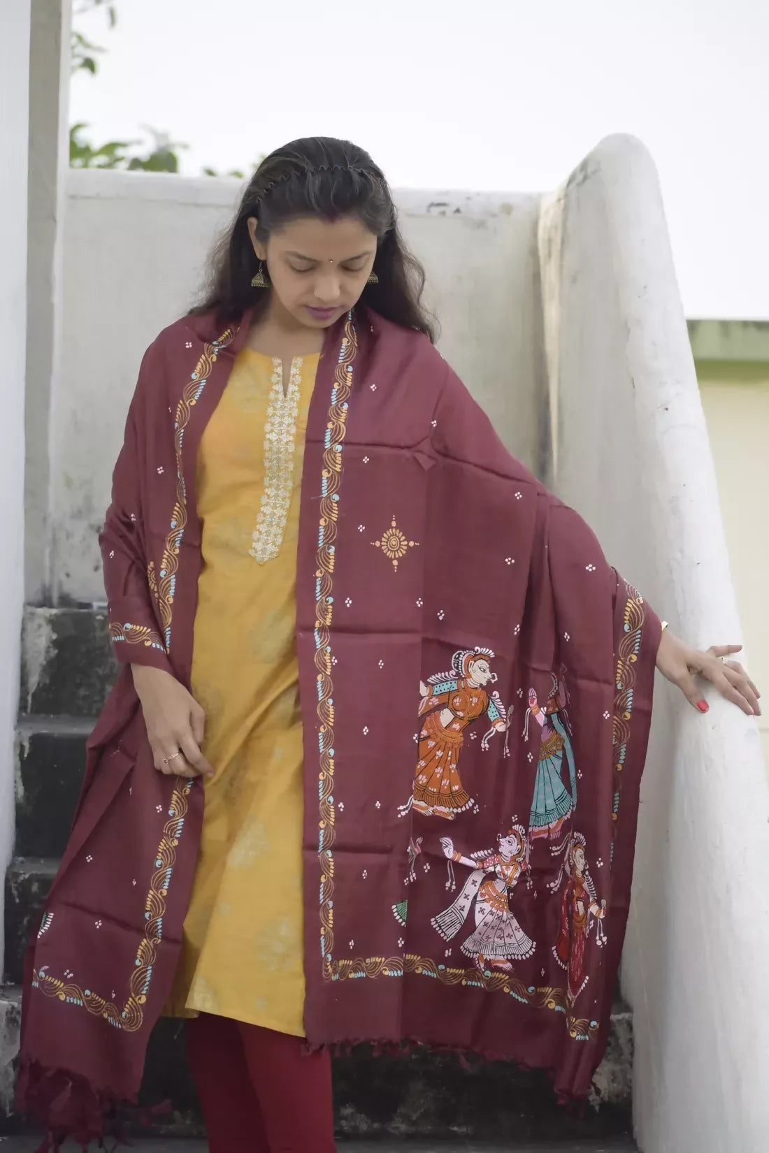 Raas Leela II - Rich Brown Premium Banana Silk Dupatta --Sustainably Fashionable.