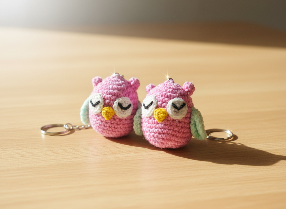 Handmade Crochet Pink Owl