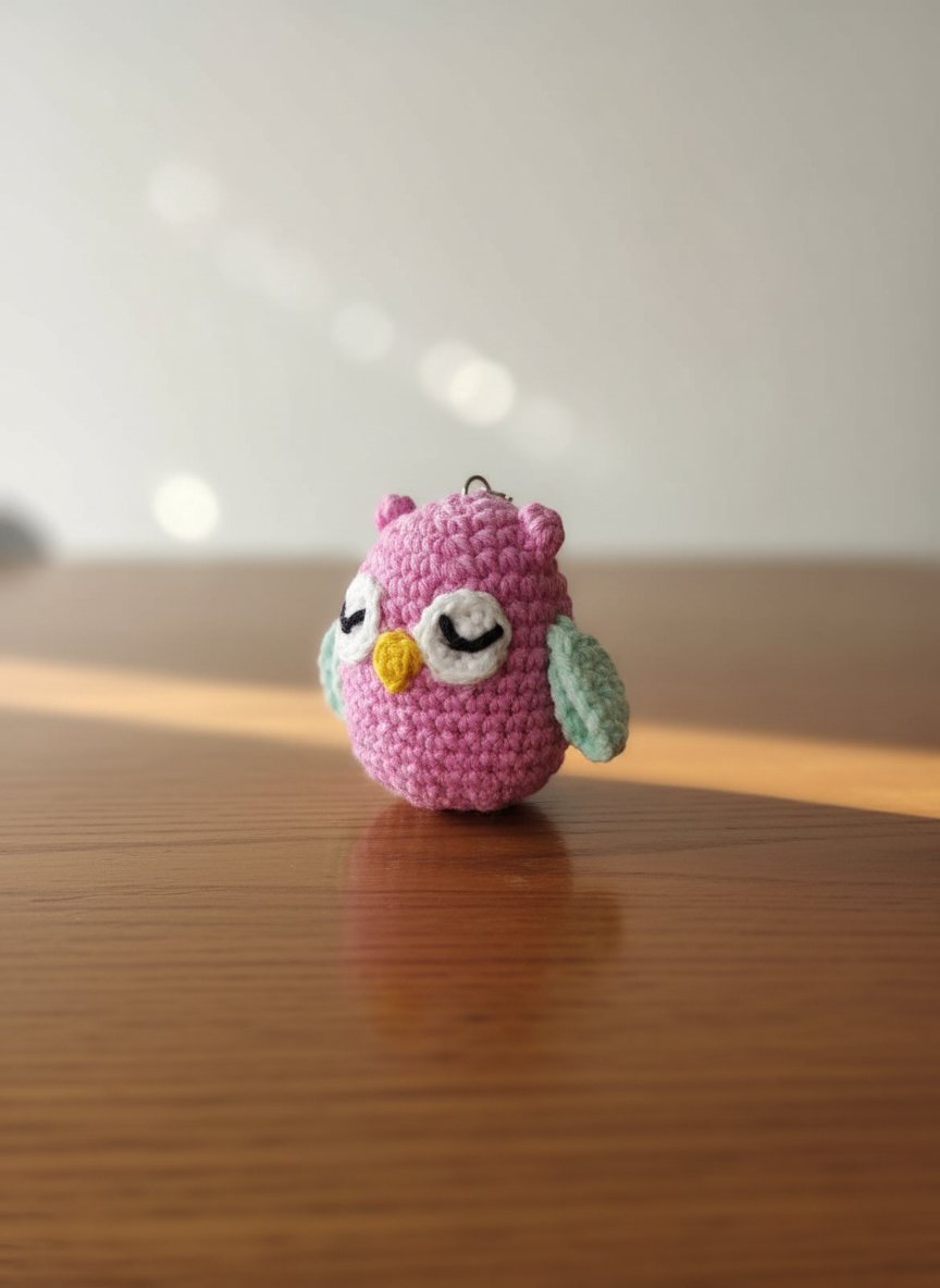 Handmade Crochet Pink Owl