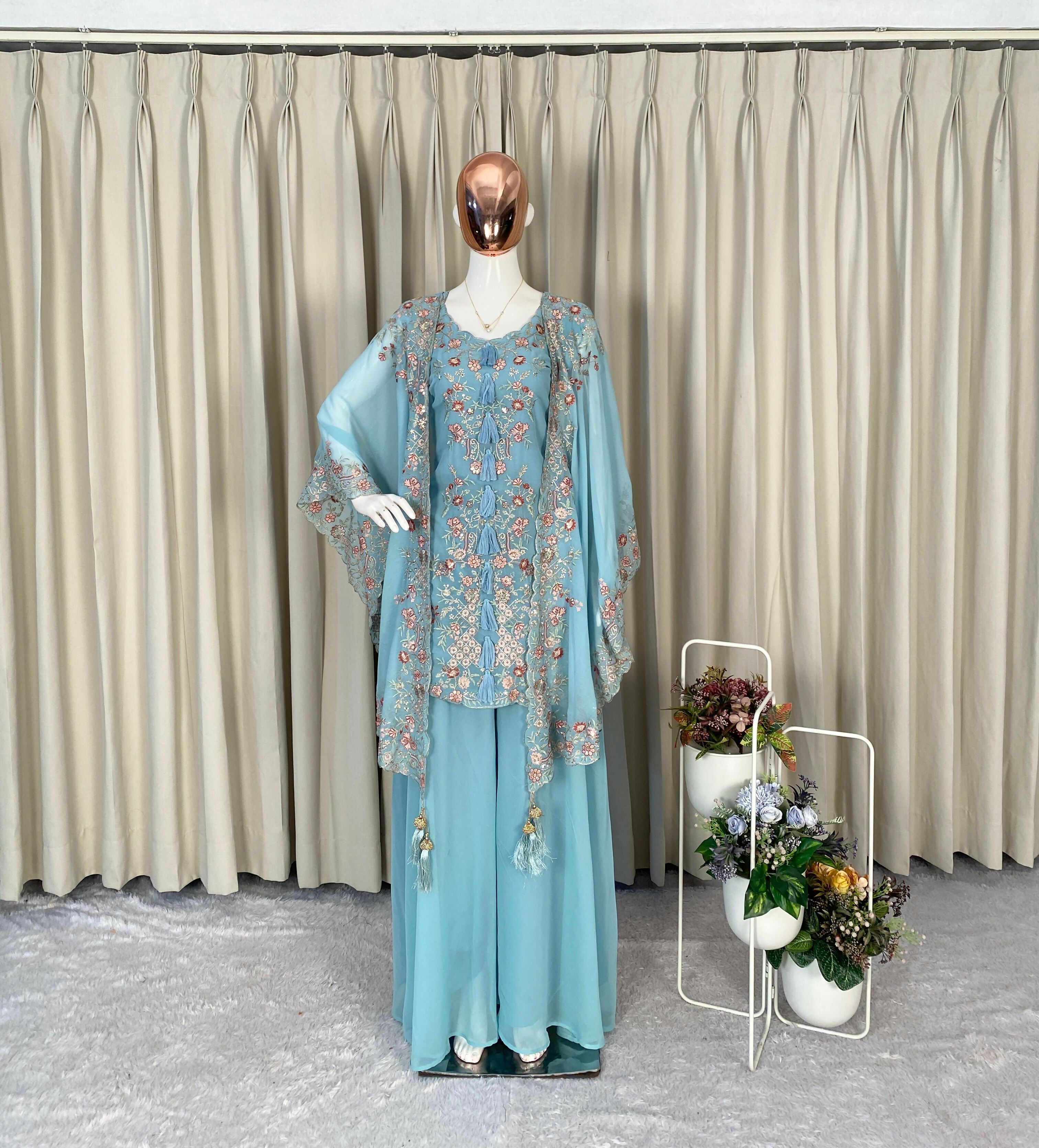 Designer Kurta Plazzo Set with Shrug