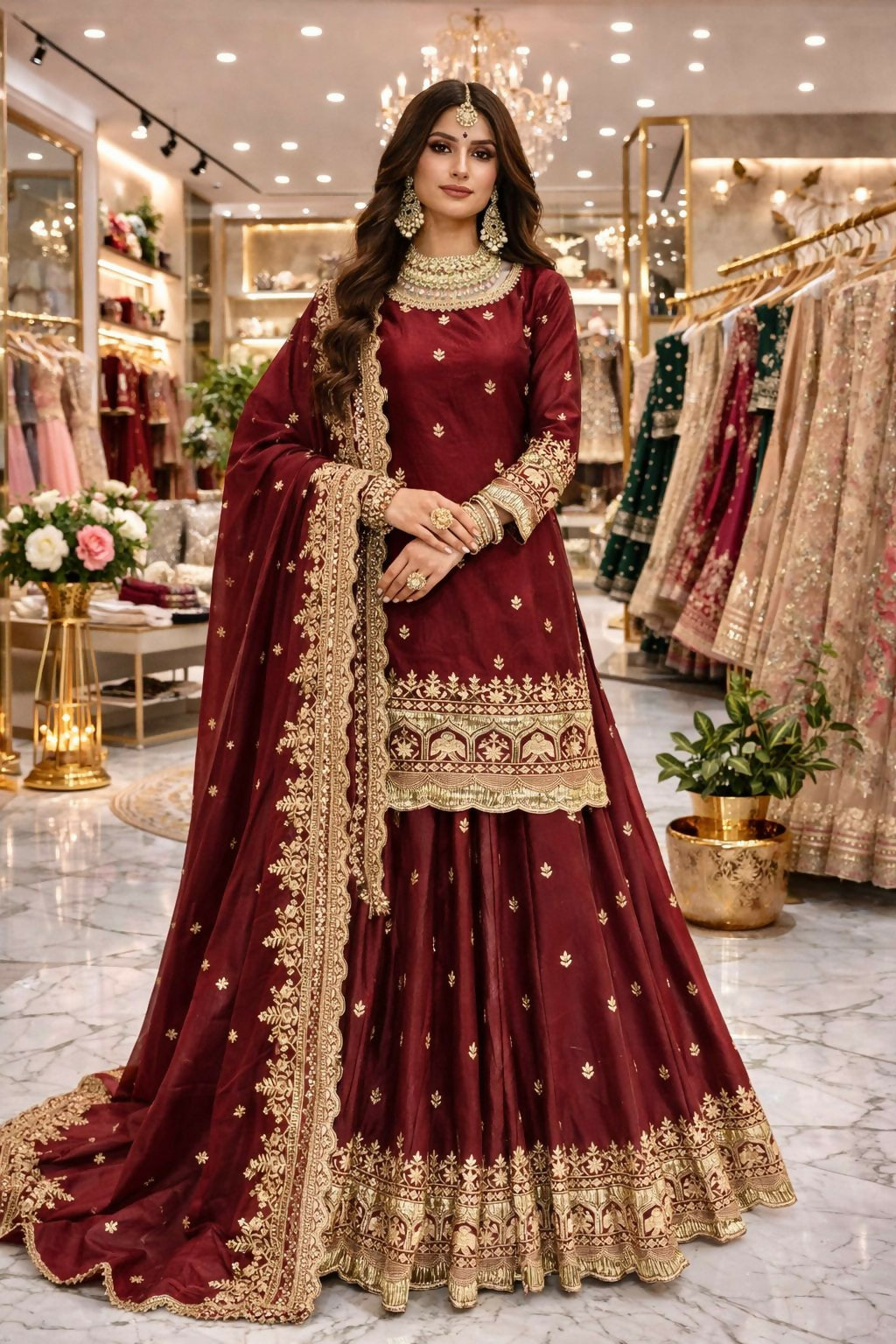 Designer Top with Lehenga & Dupatta Set