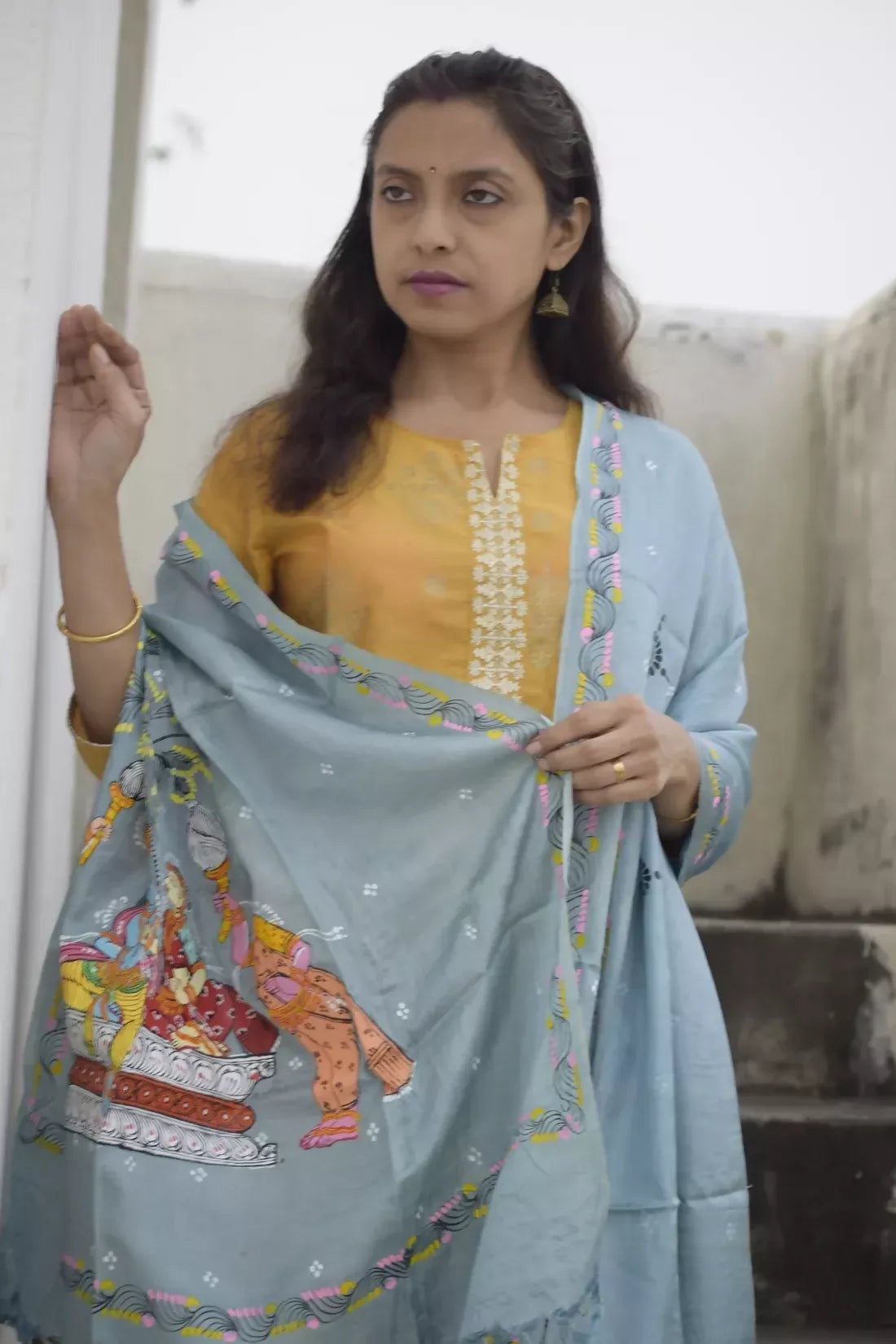 Sita Vivaha- Chrome Blue Premium Banana Silk Dupatta --Sustainably Fashionable.