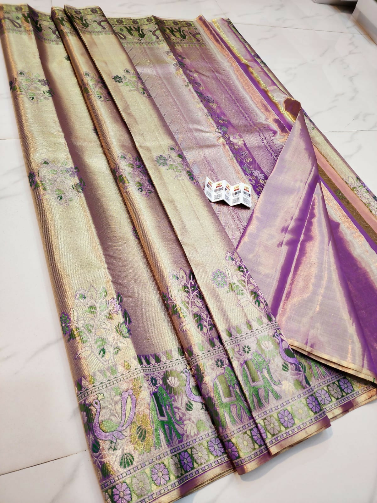 Ethereal Pastel - Pure Handloom Kanchi Pattu Tissue Sarees