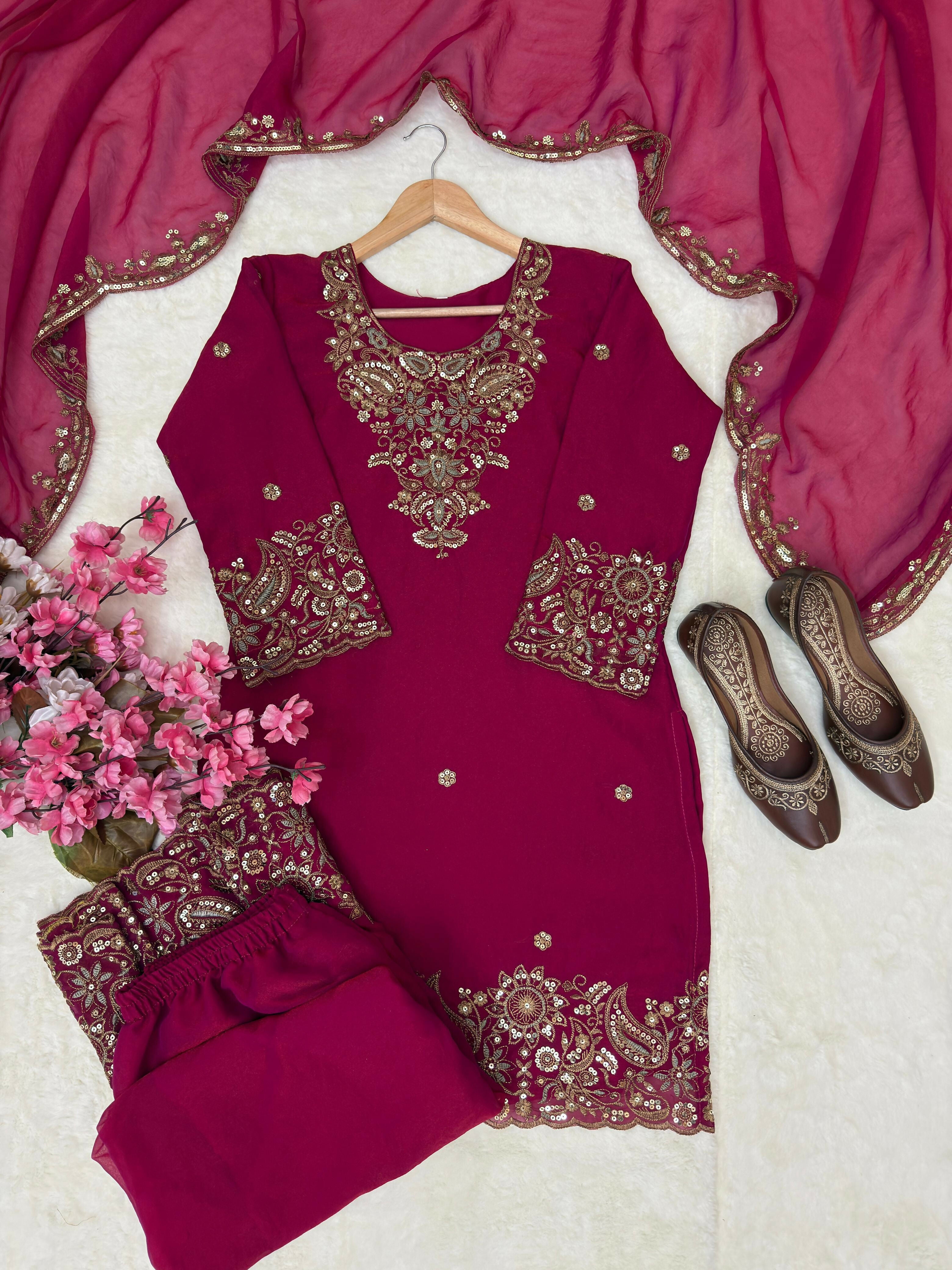NC Moss Silk Kurti & Plazzo Set with Dupatta