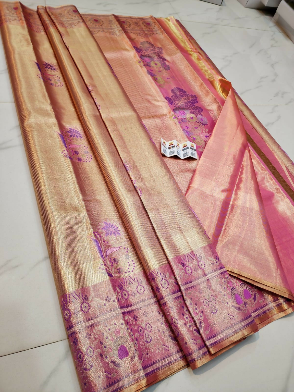 Royal Bloom Saree - Pure Handloom Kanchi Pattu Tissue Sarees