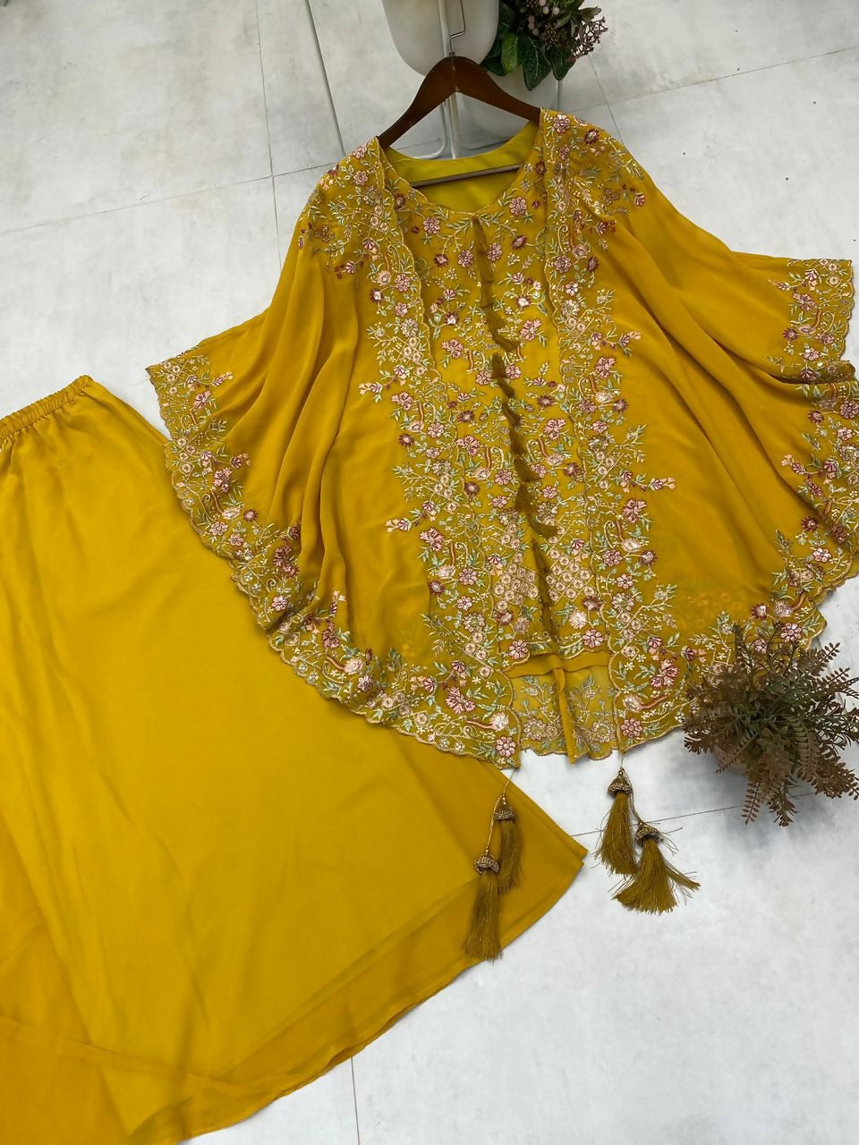 Designer Kurta Plazzo Set with Shrug