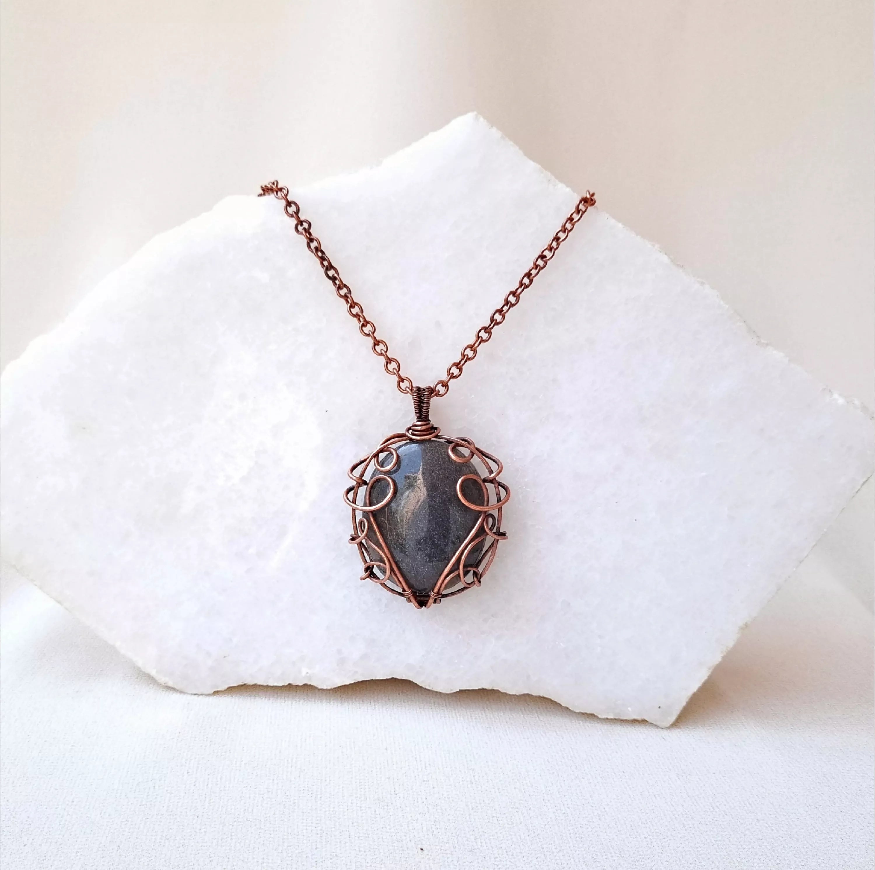 Slate Serenity ~ Grey Onyx and Copper Necklace