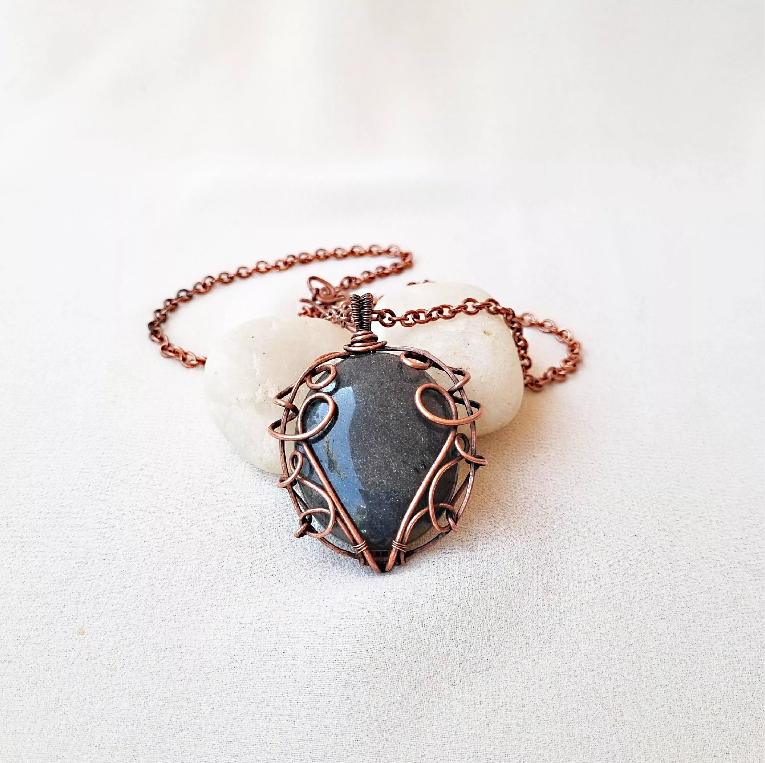 Slate Serenity ~ Grey Onyx and Copper Necklace