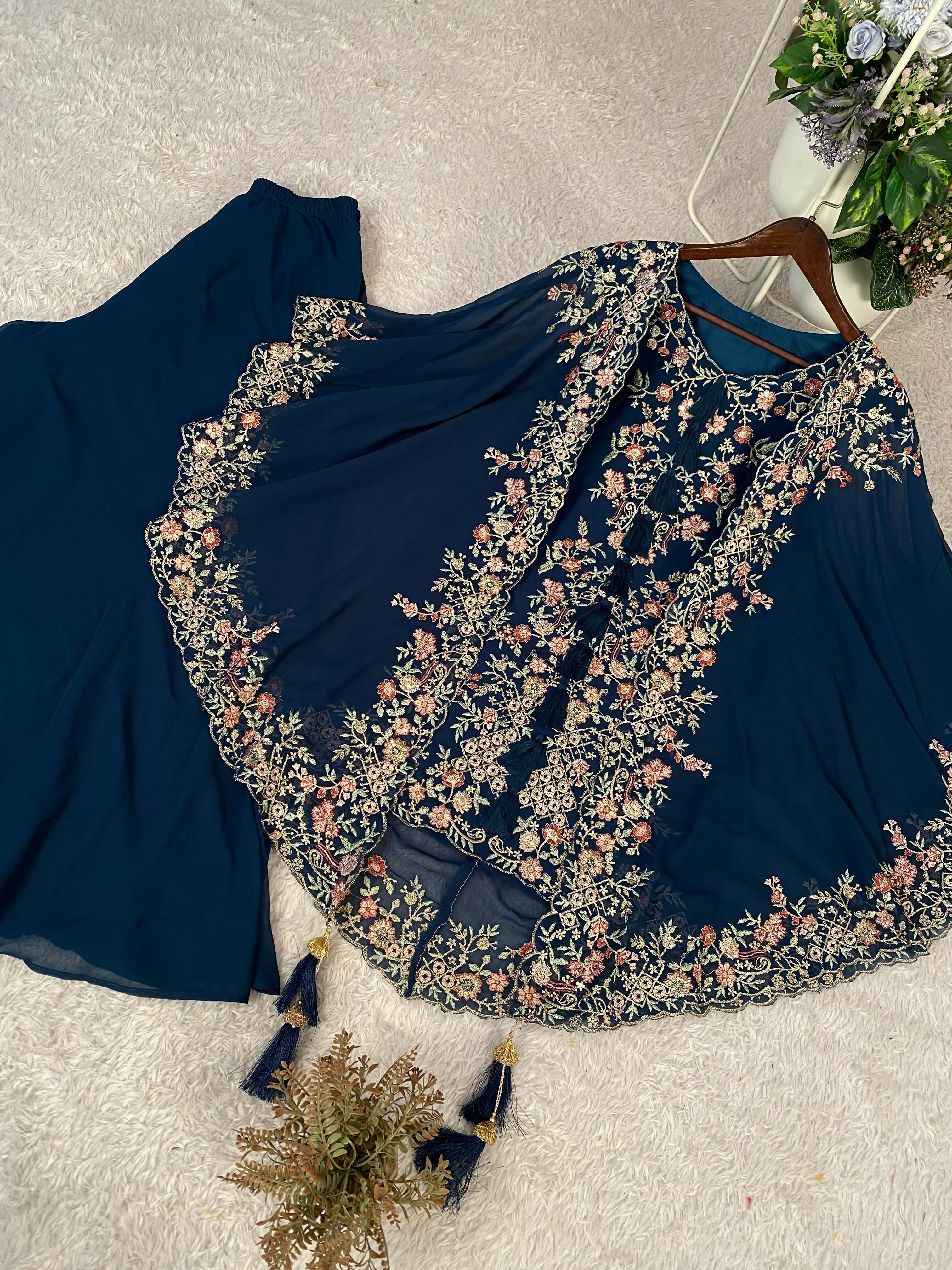 Designer Kurta Plazzo Set with Shrug