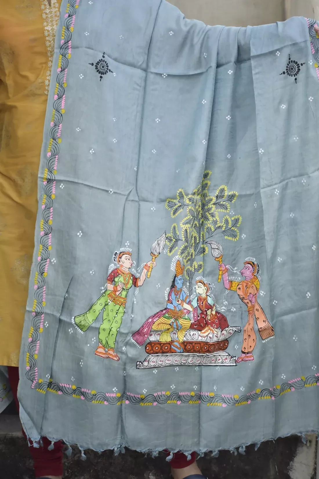 Sita Vivaha- Chrome Blue Premium Banana Silk Dupatta --Sustainably Fashionable.