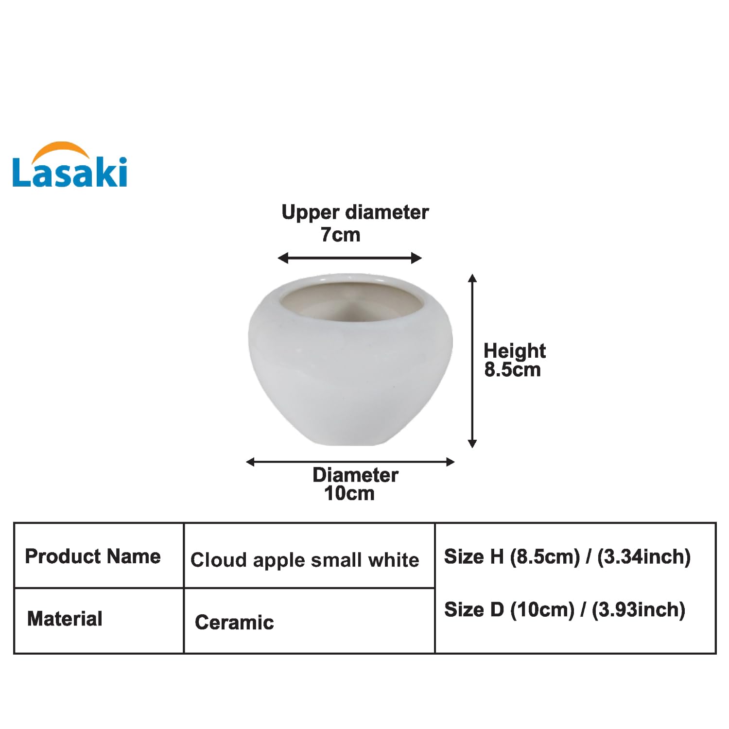 Cloud Apple Small White Ceramic Pot
