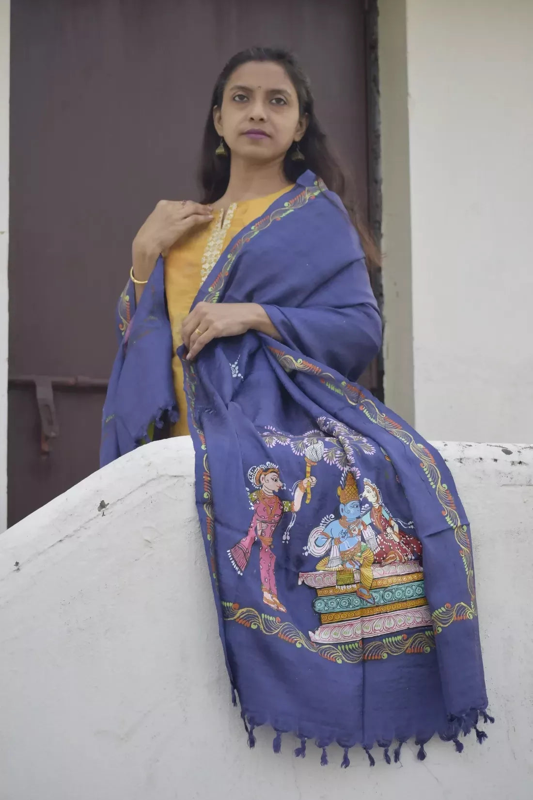 Raas Leela- Chrome Blue Premium Banana Silk Dupatta --Sustainably Fashionable.