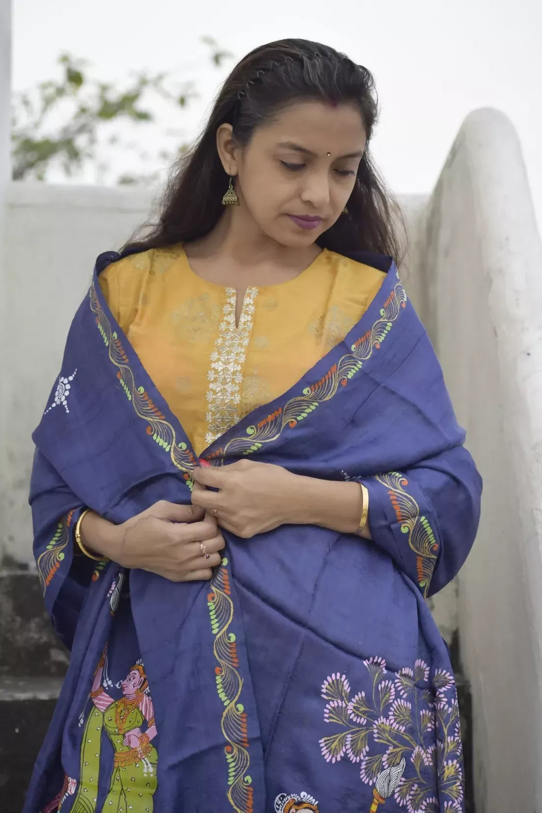 Raas Leela- Chrome Blue Premium Banana Silk Dupatta --Sustainably Fashionable.