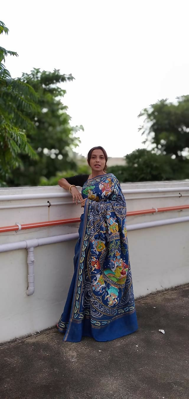 DASAVATAR THEME -Pattachitra Handpainted Silk Saree