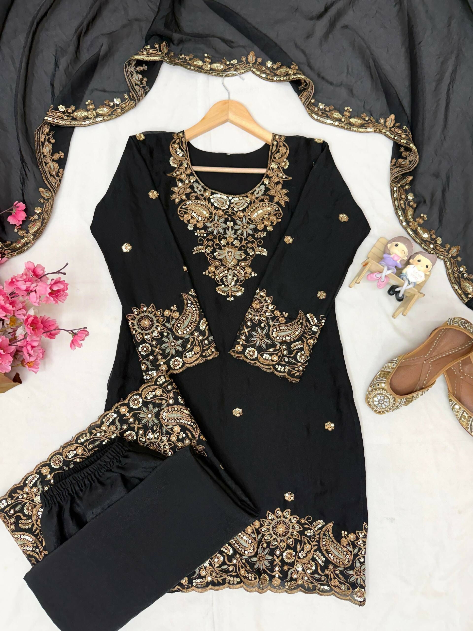 NC Moss Silk Kurti & Plazzo Set with Dupatta