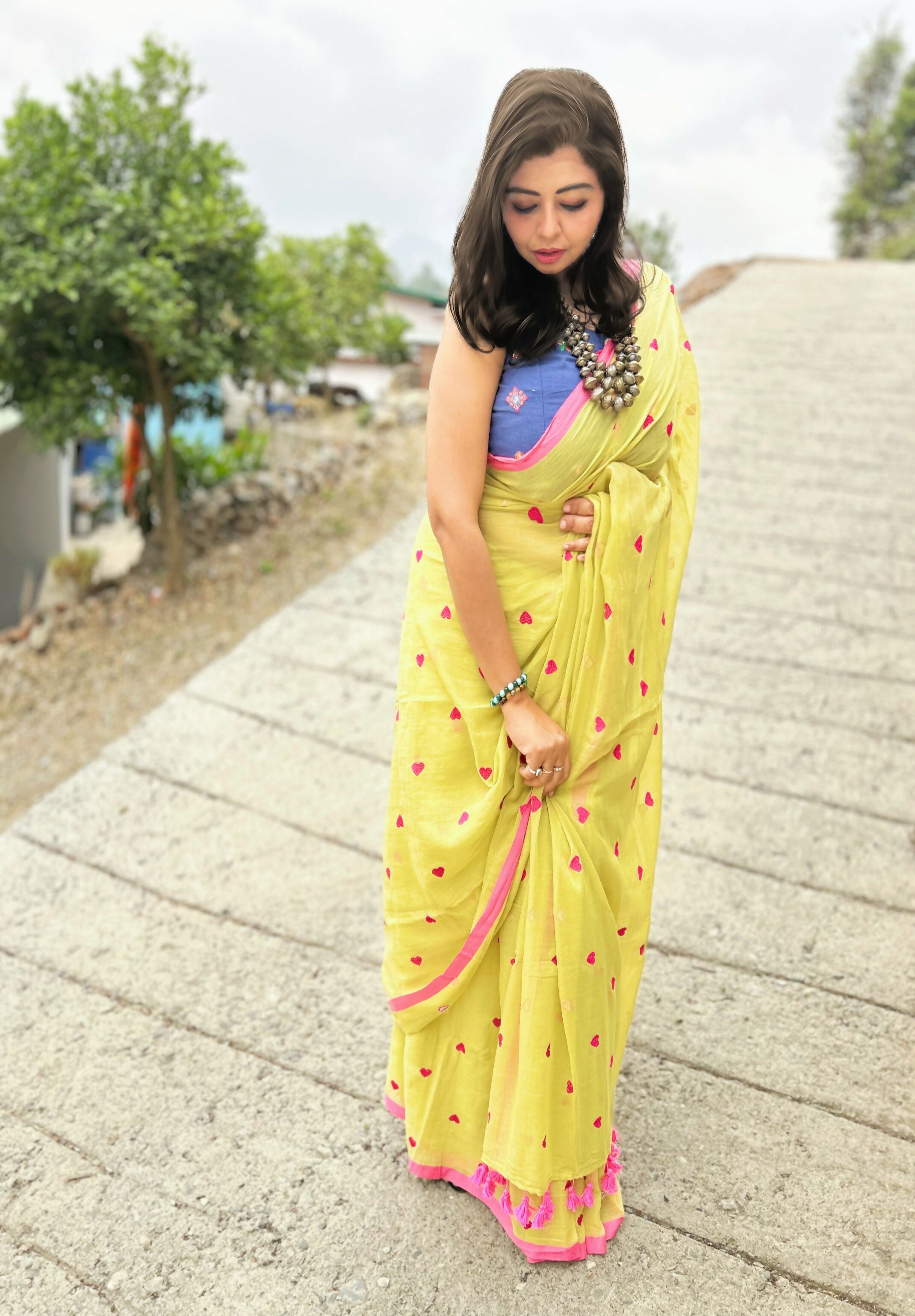 Mint Bliss Handloom Bengal Cotton Saree
