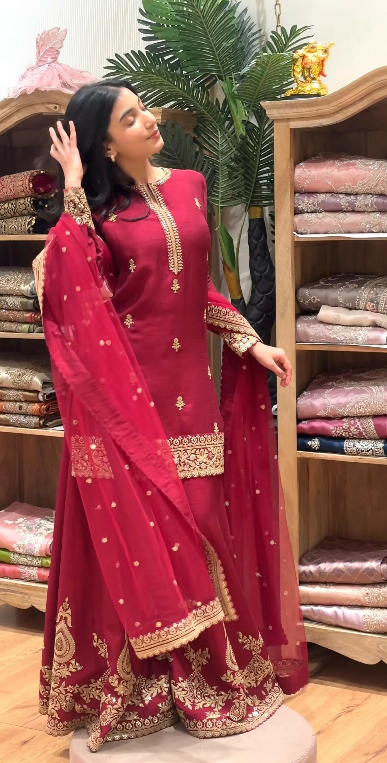 Exclusive Designer Sequence Embroidered 3-Piece Gown Set