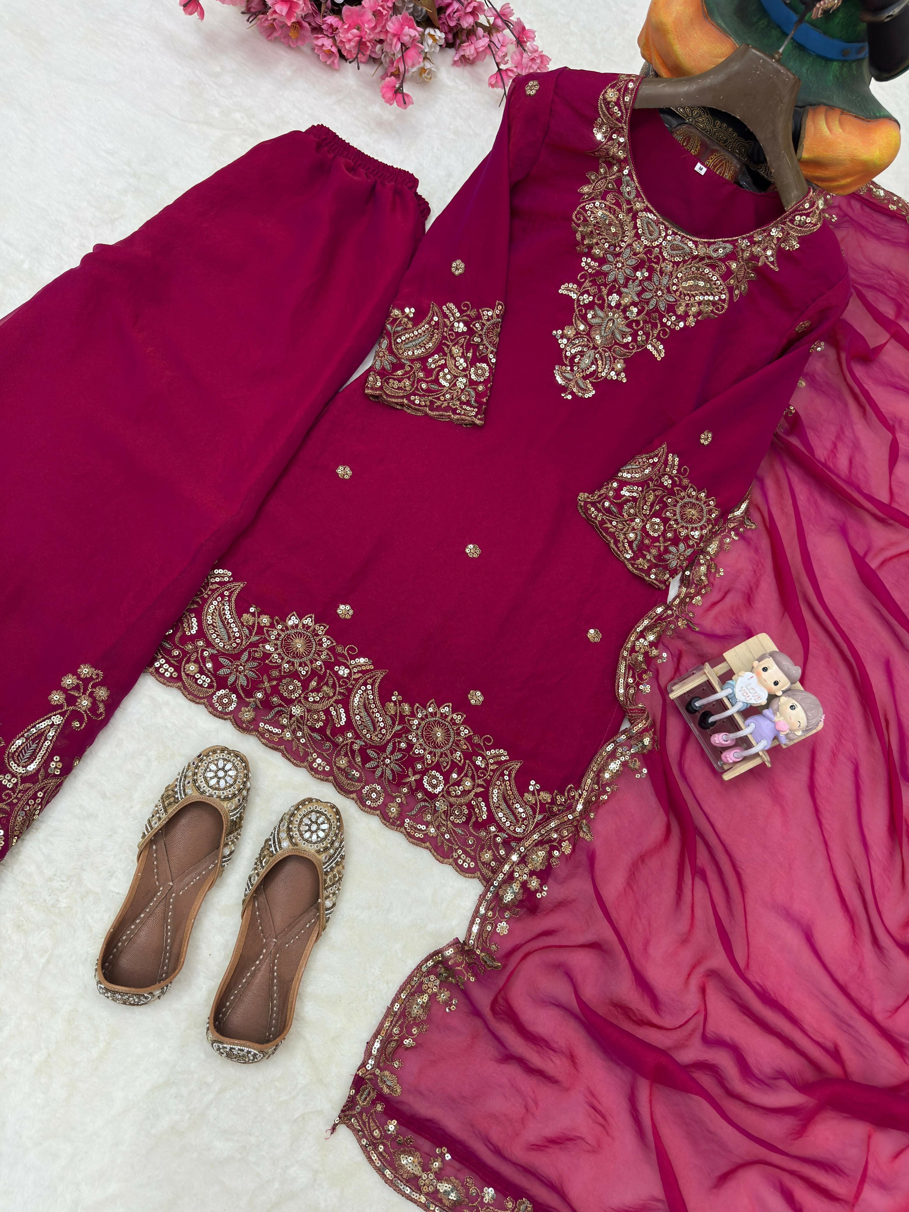 NC Moss Silk Kurti & Plazzo Set with Dupatta