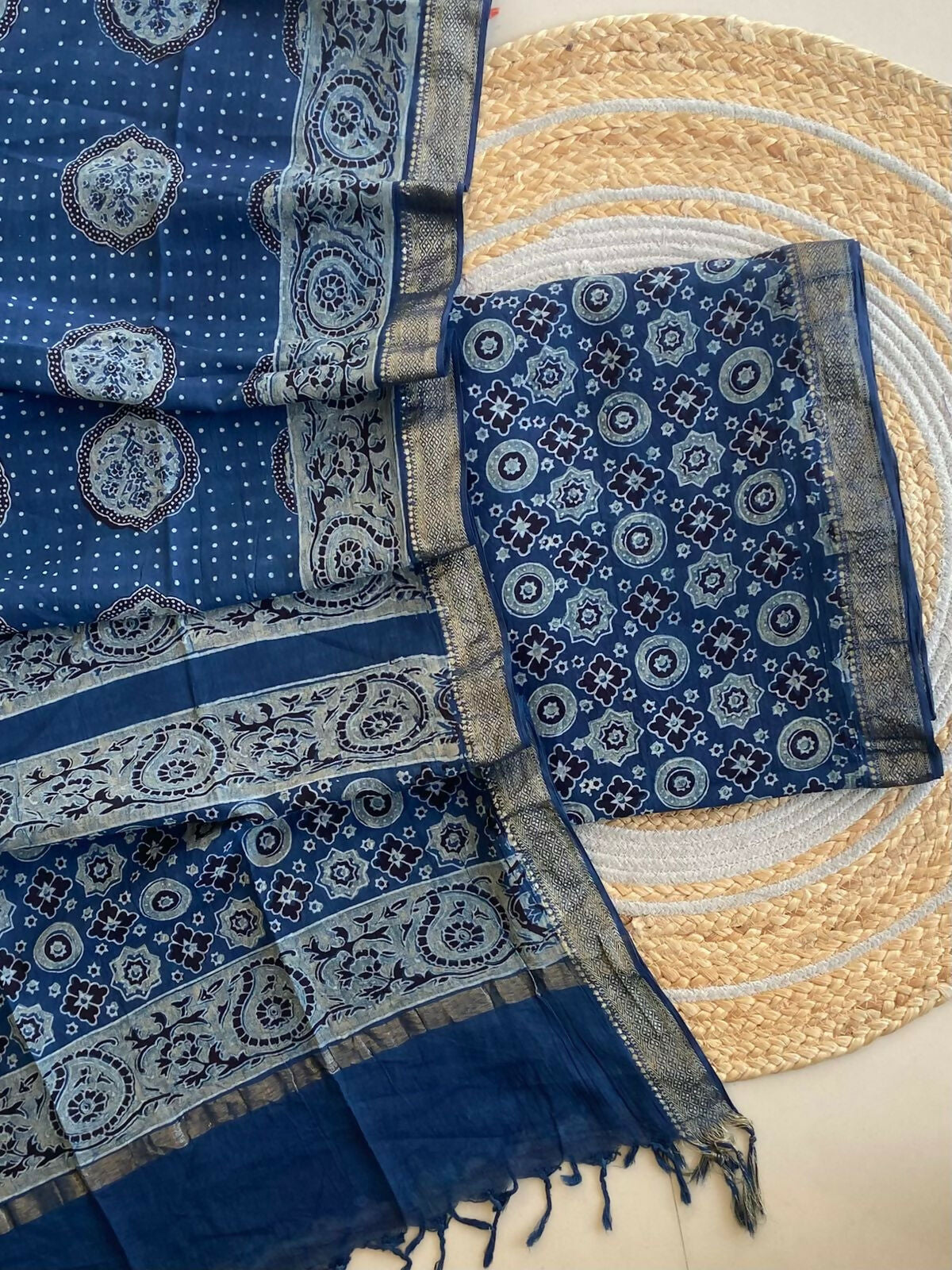 Ajrakh Mangalgiri Cotton Suit Fabric