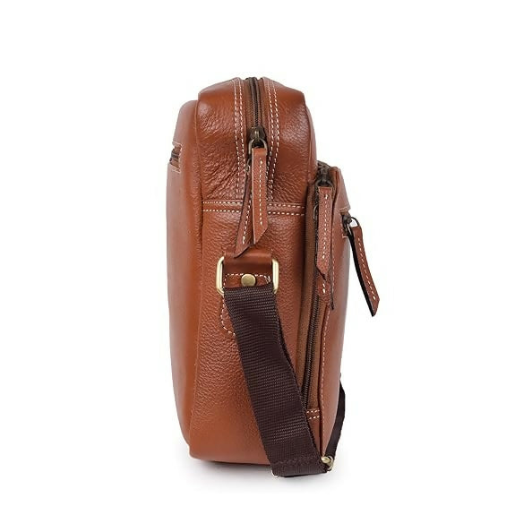 FERNWEH Men's Leather Sling Messenger Bag – 12" Travel Crossbody Shoulder Bag
