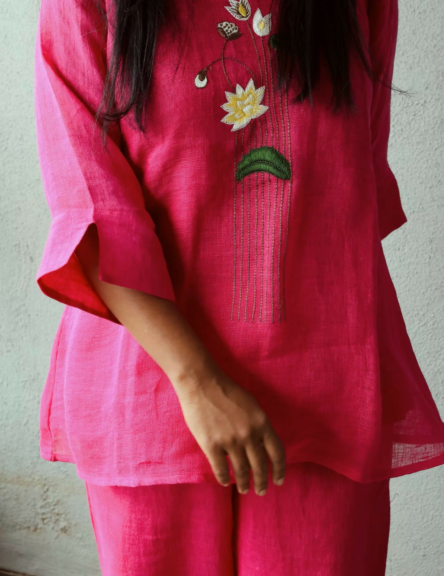 Fuchsia Pink Lotus Linen Co-ord Set