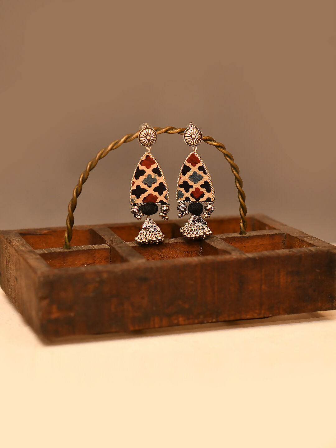 Black Checkered Handmade Jhumka