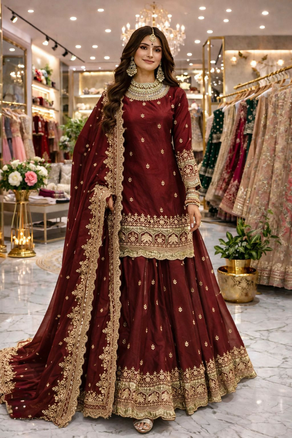 Designer Top with Lehenga & Dupatta Set