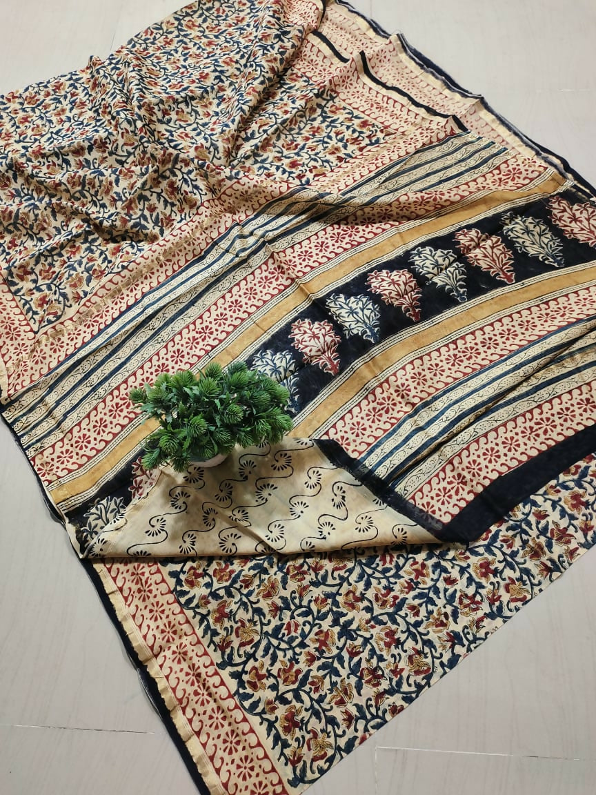Devi Drapes- Kalamkari Cotton Silk Saree