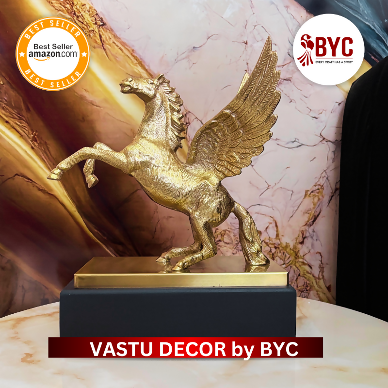 Premium Vastu Golden Flying Horse by Book Your Crafts  Unlock Success & Abundance 1