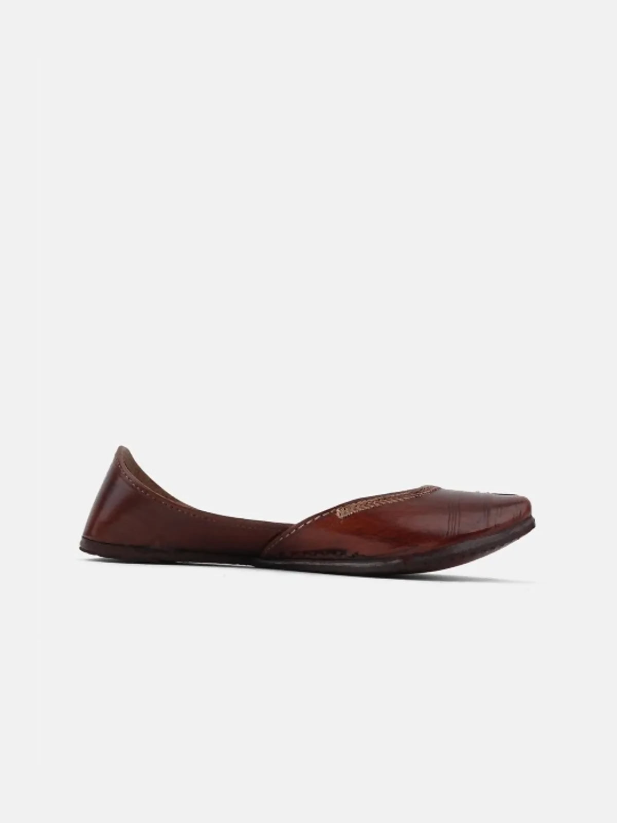 Brown Leather Kanthi Jari Jutti For Women