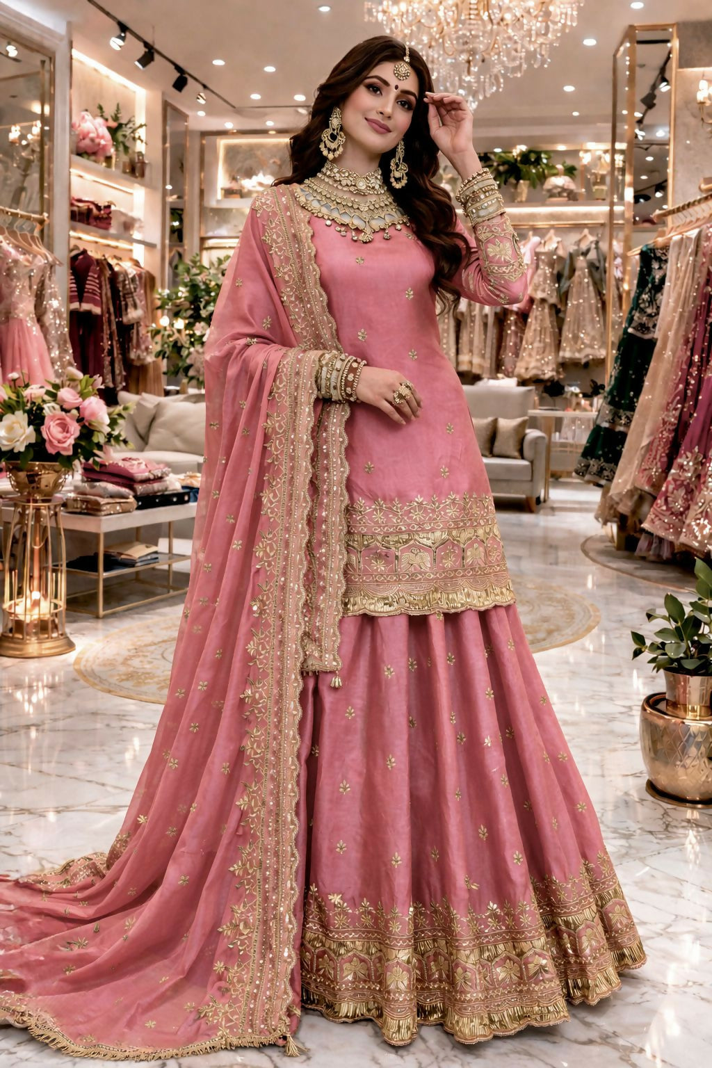 Designer Top with Lehenga & Dupatta Set