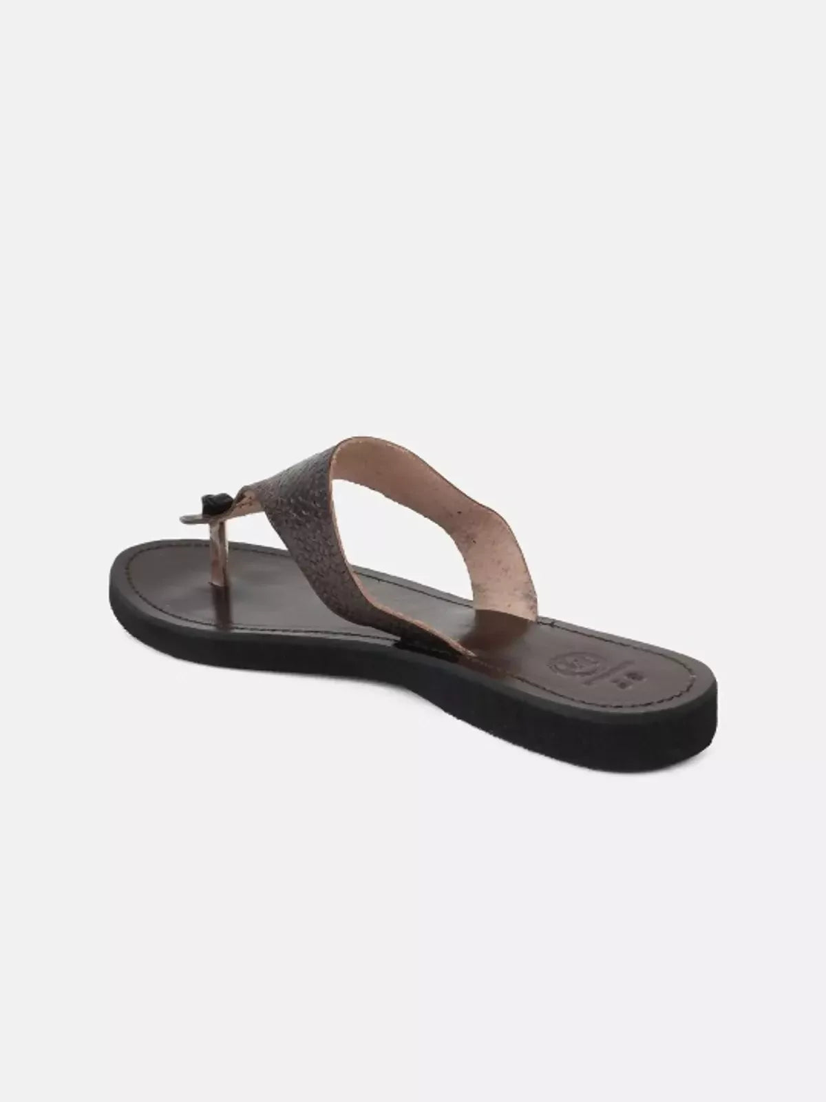 Brown Leather Open Toe Flat Kolhapuri slipper For Women