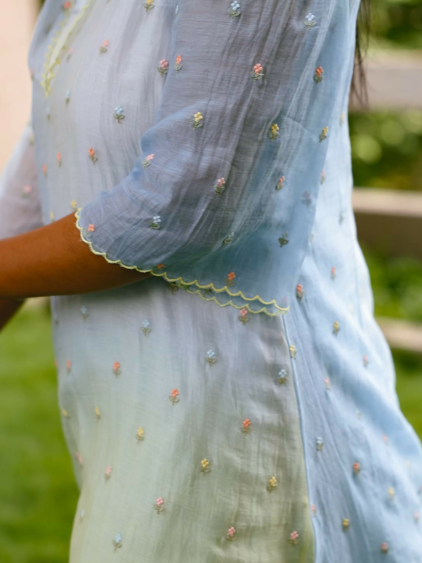 Misty Aqua Embroidered Kurta Set