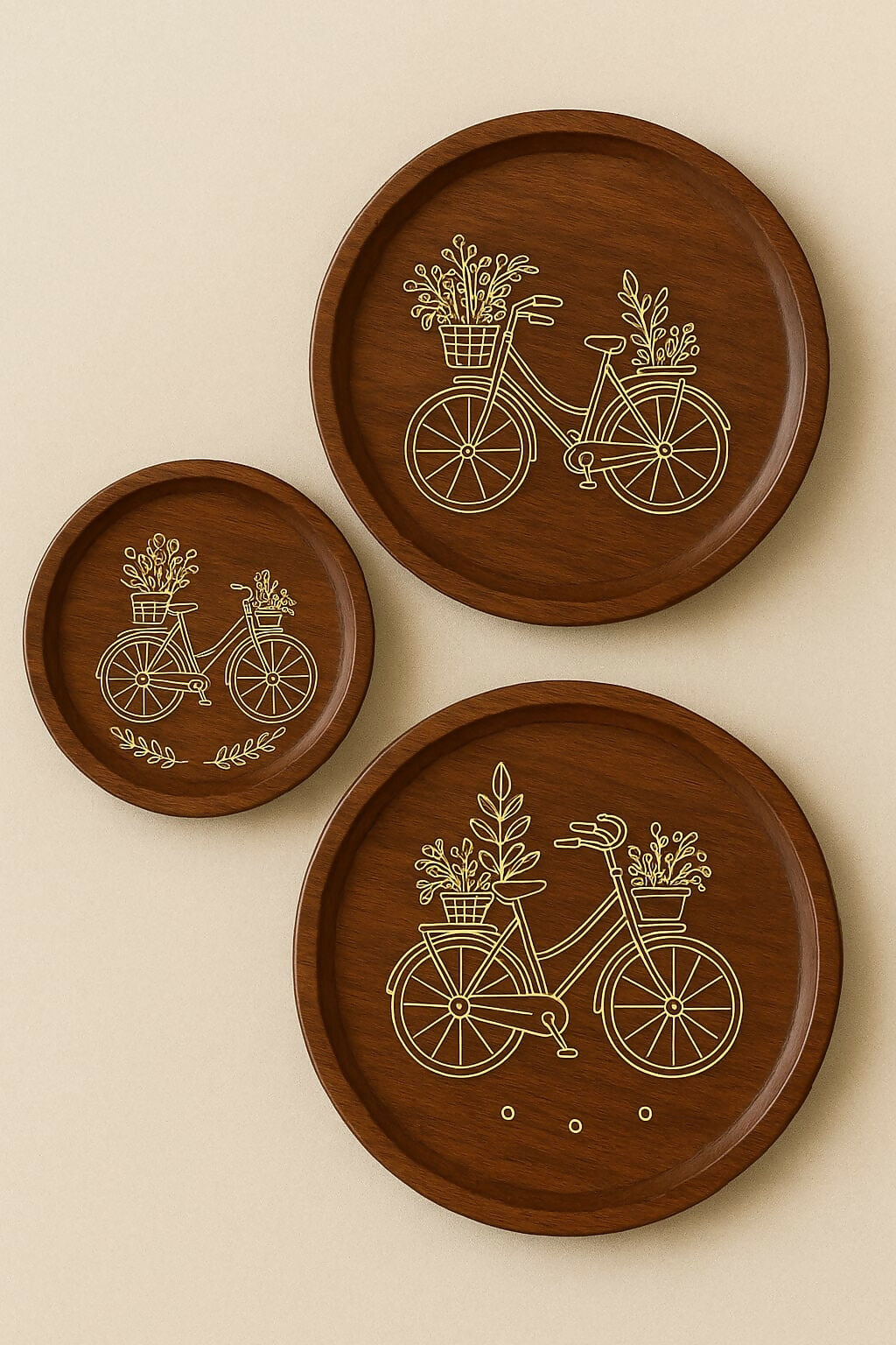 Cycle engraved Wall Decor Plates in Tarkashicrafts – Set of 3