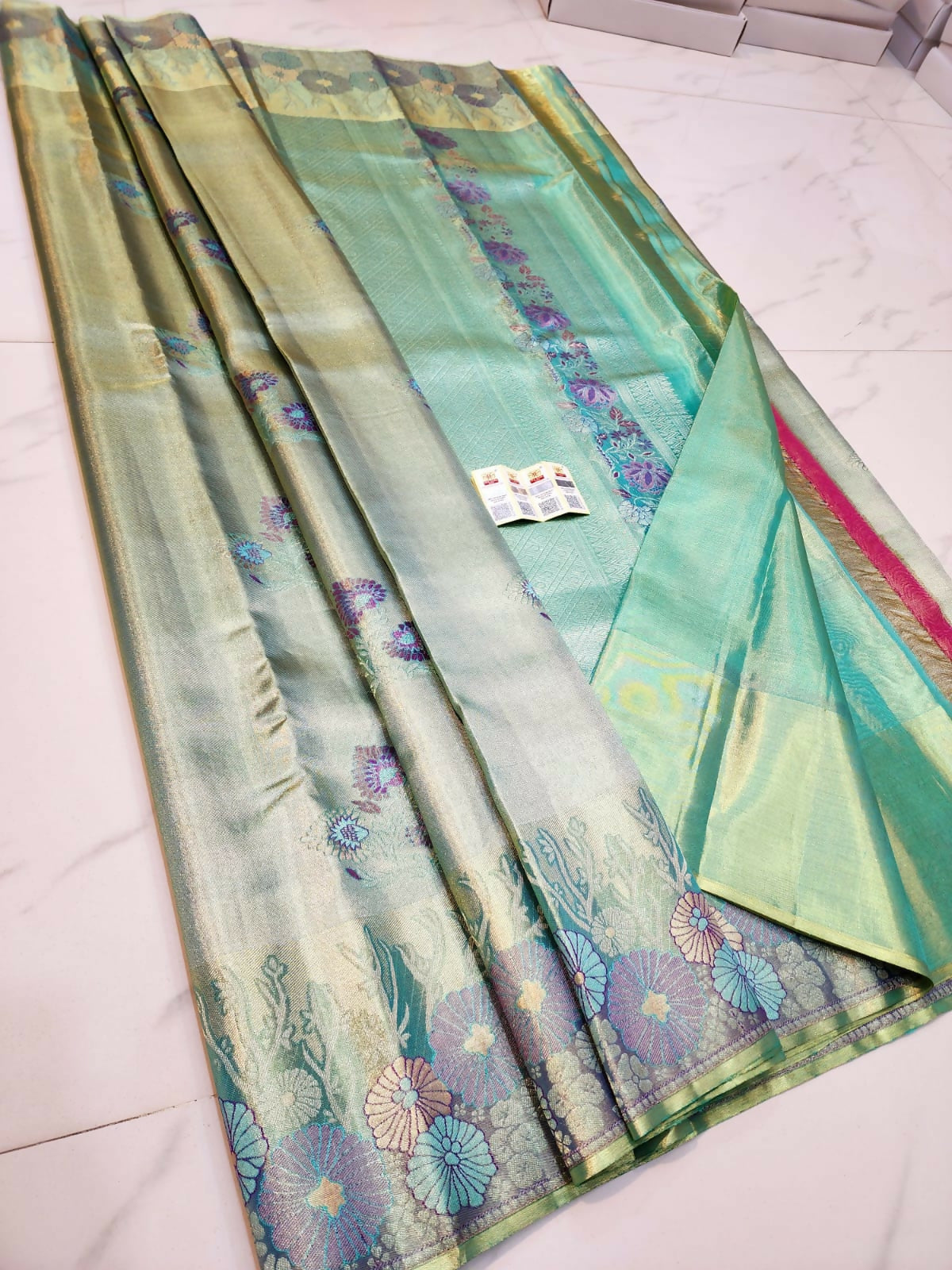 Pure Zari Pastel - Pure Handloom Kanchi Pattu Tissue Sarees