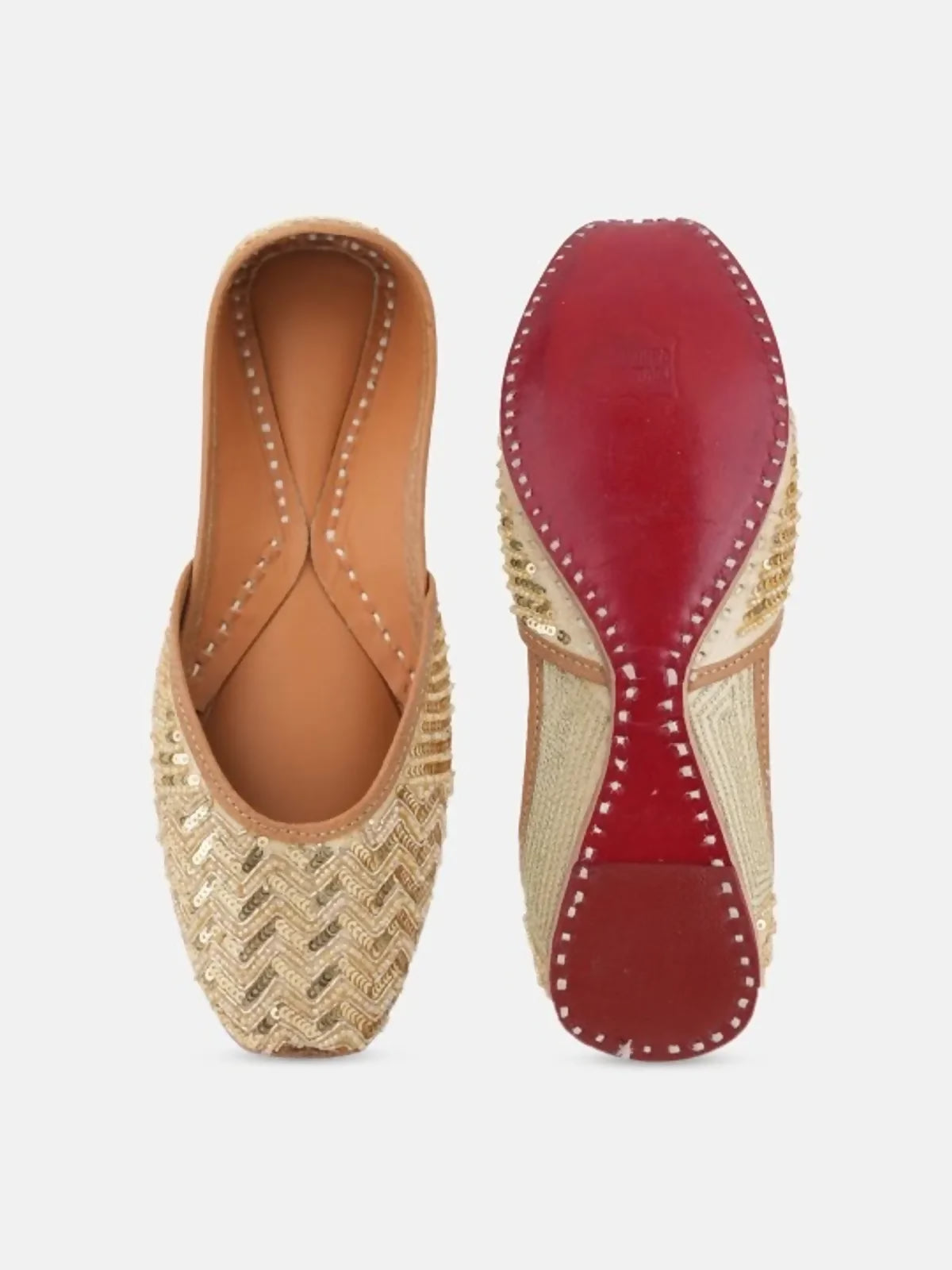 Gold Jutti – Beige & Gold-Toned Mojaris
