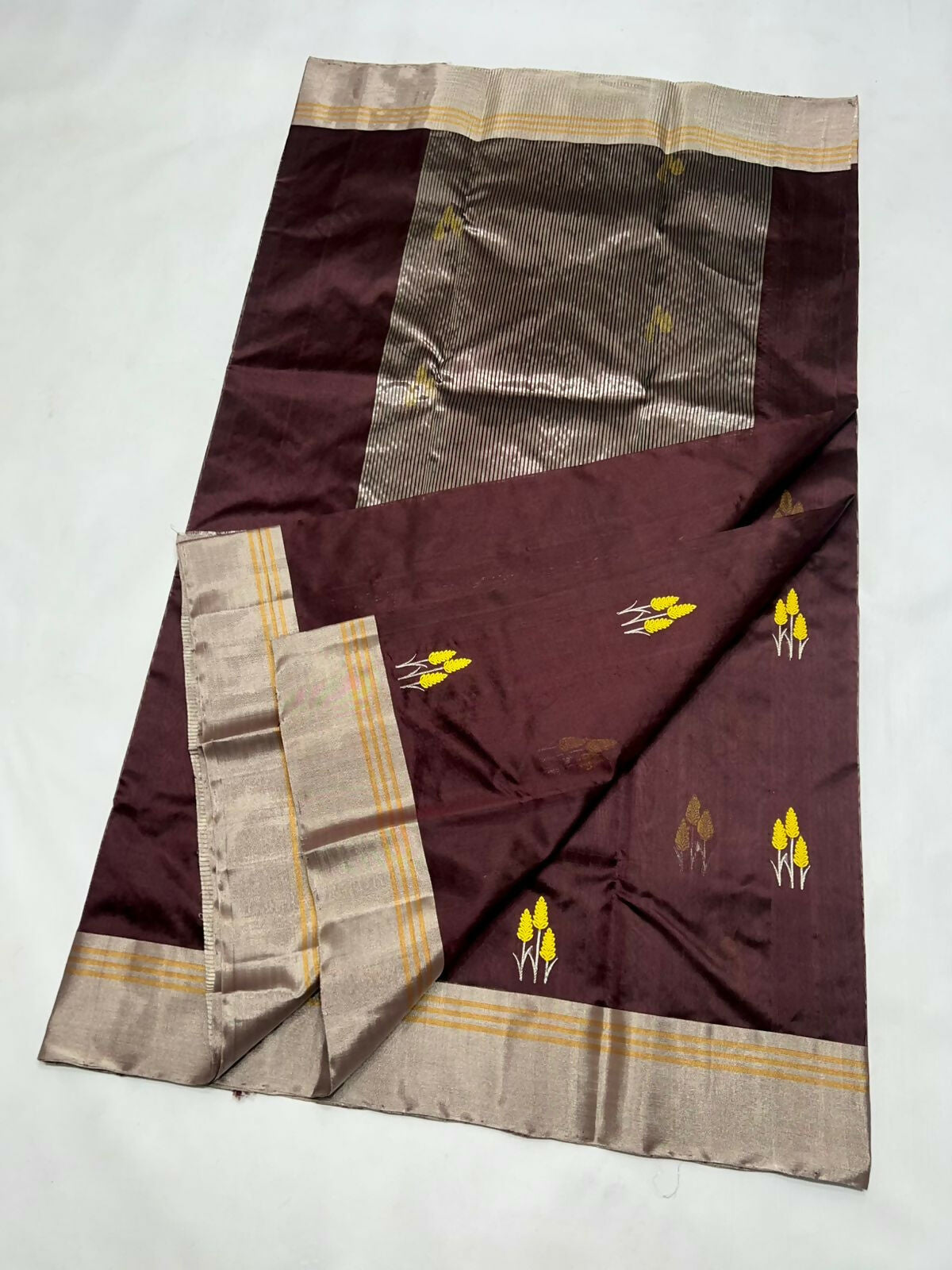Wine Floral- Pattu Soft Silk Saree