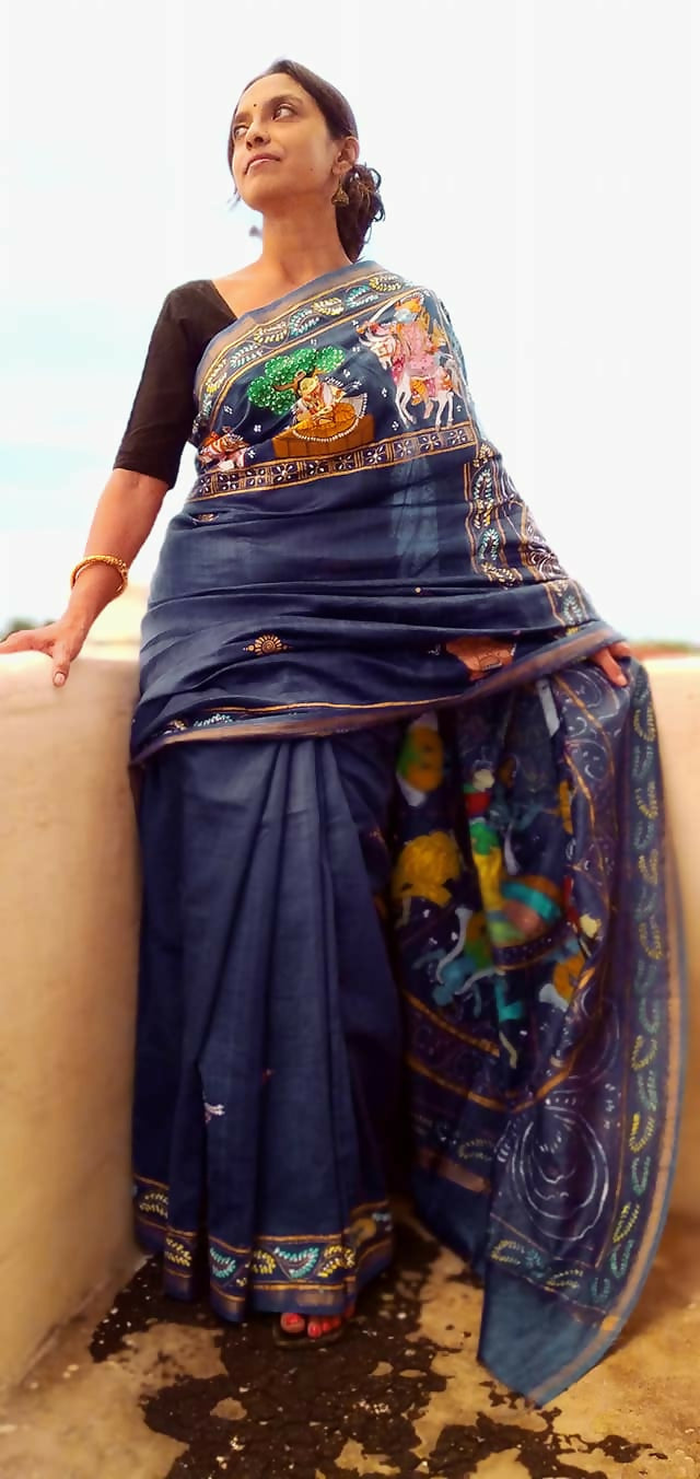 DASAVATAR THEME -Pattachitra Handpainted Silk Saree