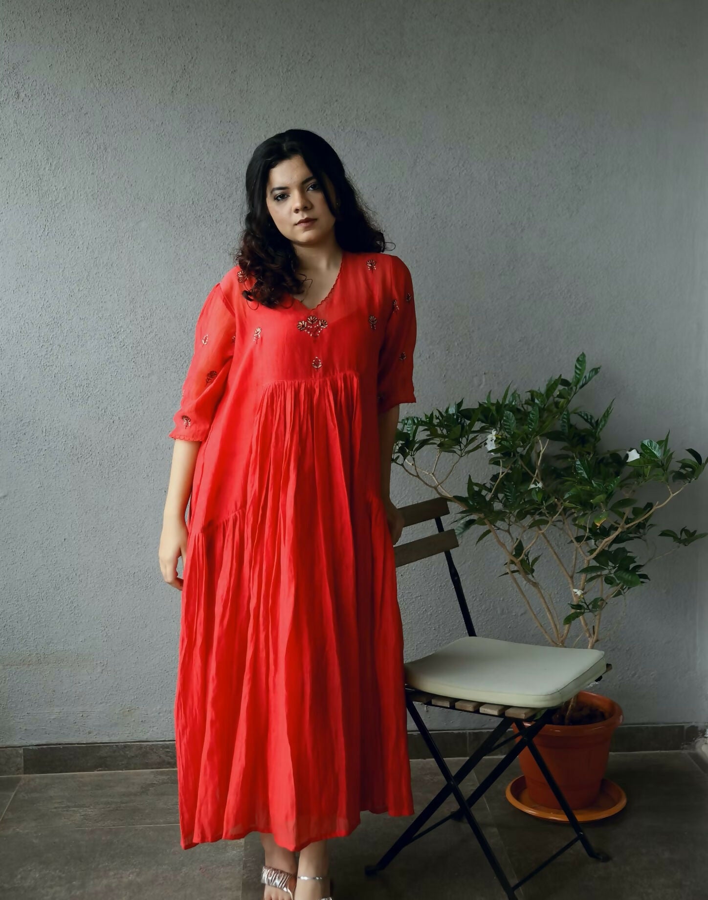 Mulchanderi Hand-Embroidered Kurta Set