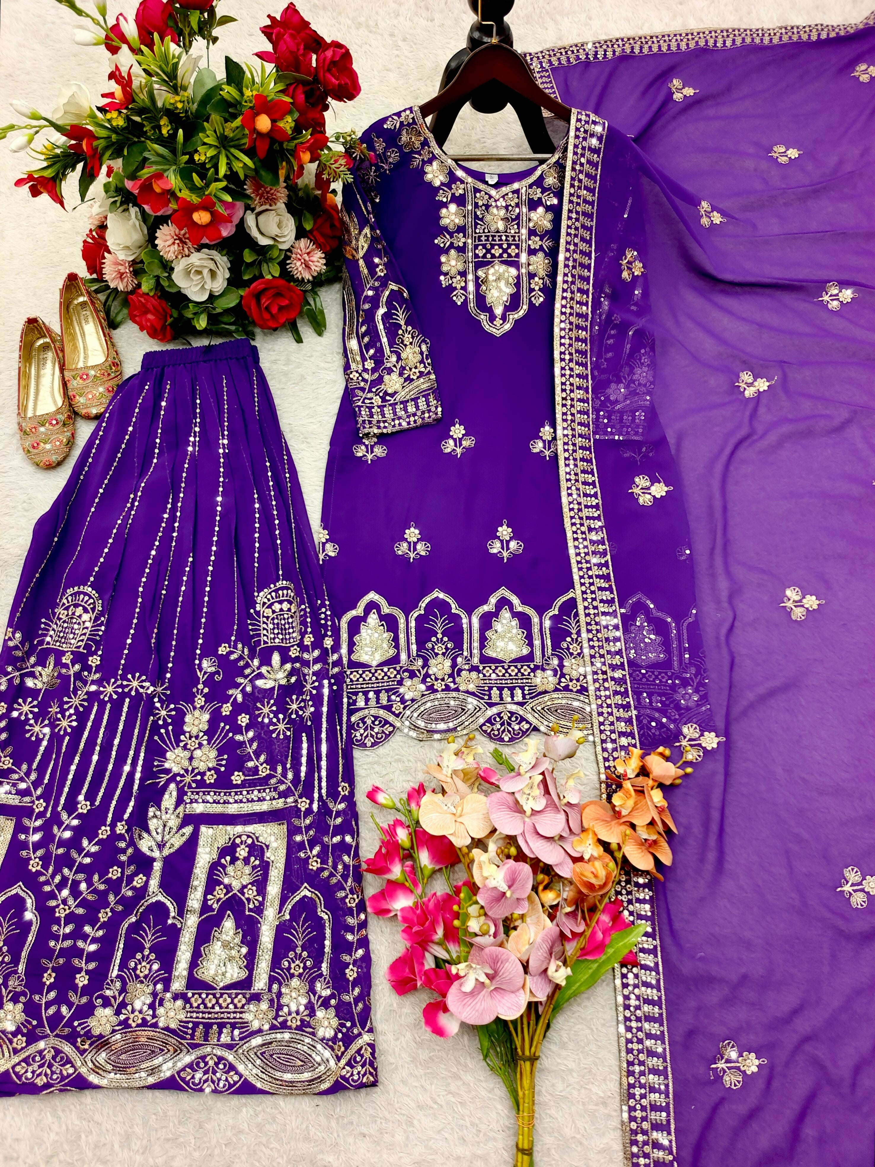 Designer Top Sharara & Dupatta Set