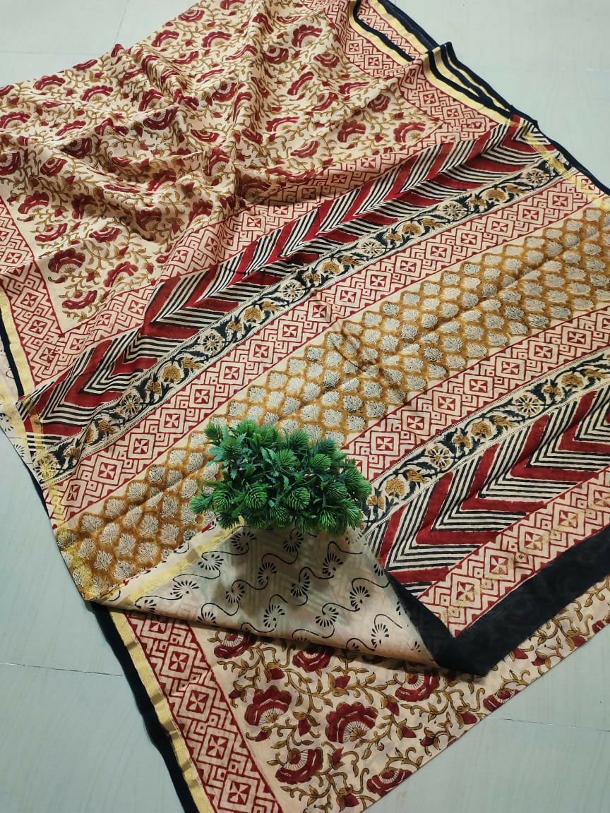 Floral Canopy Saree- Kalamkari Cotton Silk Saree
