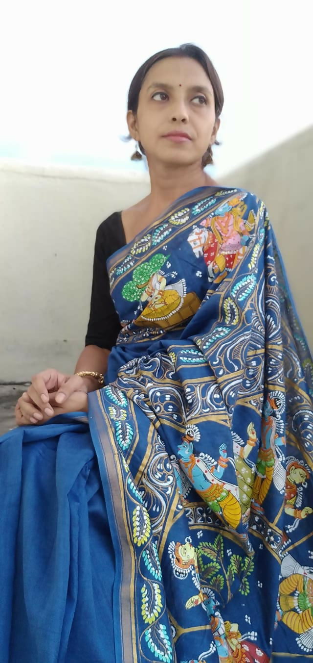 DASAVATAR THEME -Pattachitra Handpainted Silk Saree