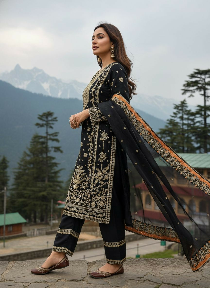 GMY Silk Edition Kurti & Plazzo Set with Dupatta