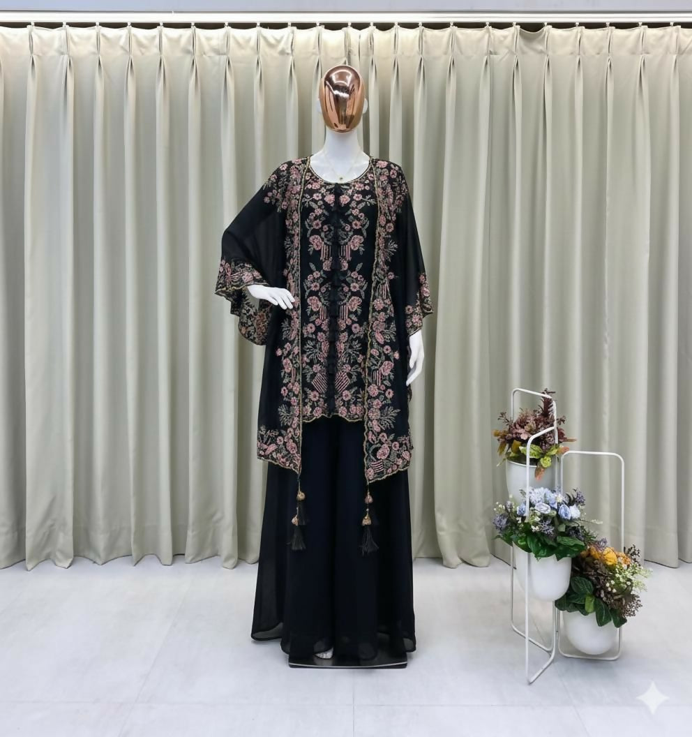 Designer Kurta Plazzo Set with Shrug