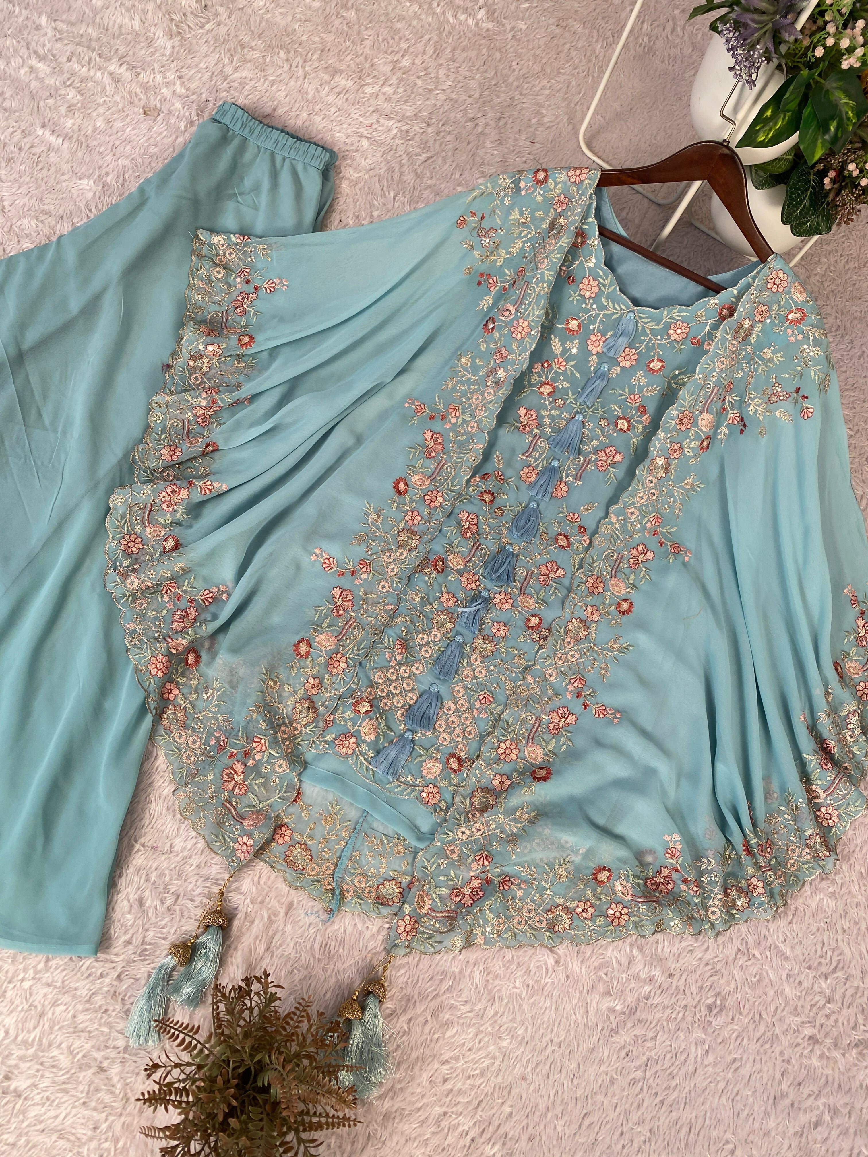 Designer Kurta Plazzo Set with Shrug