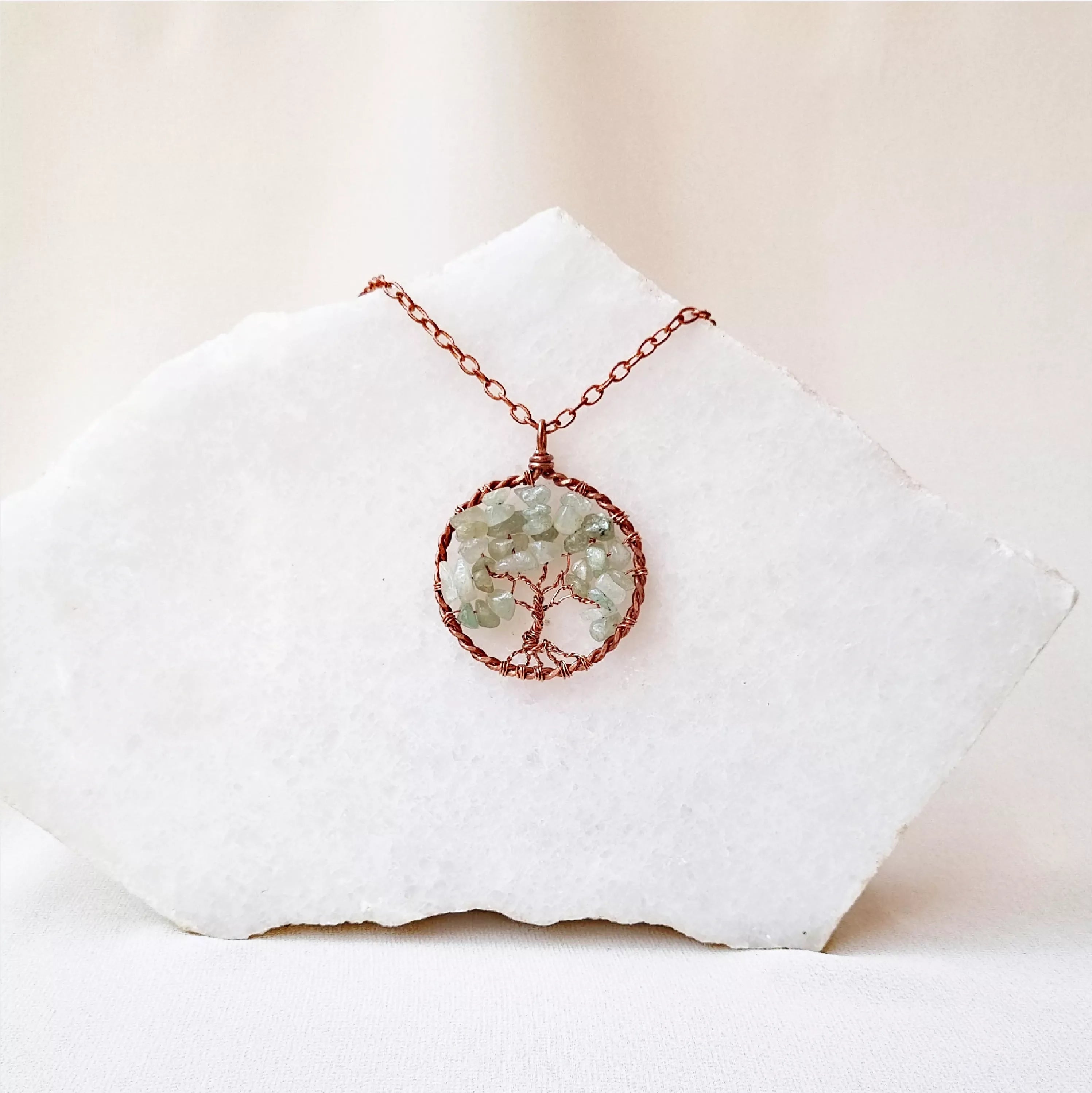 Earth's Embrace ~ Green Aventurine and Copper Tree of Life Necklace