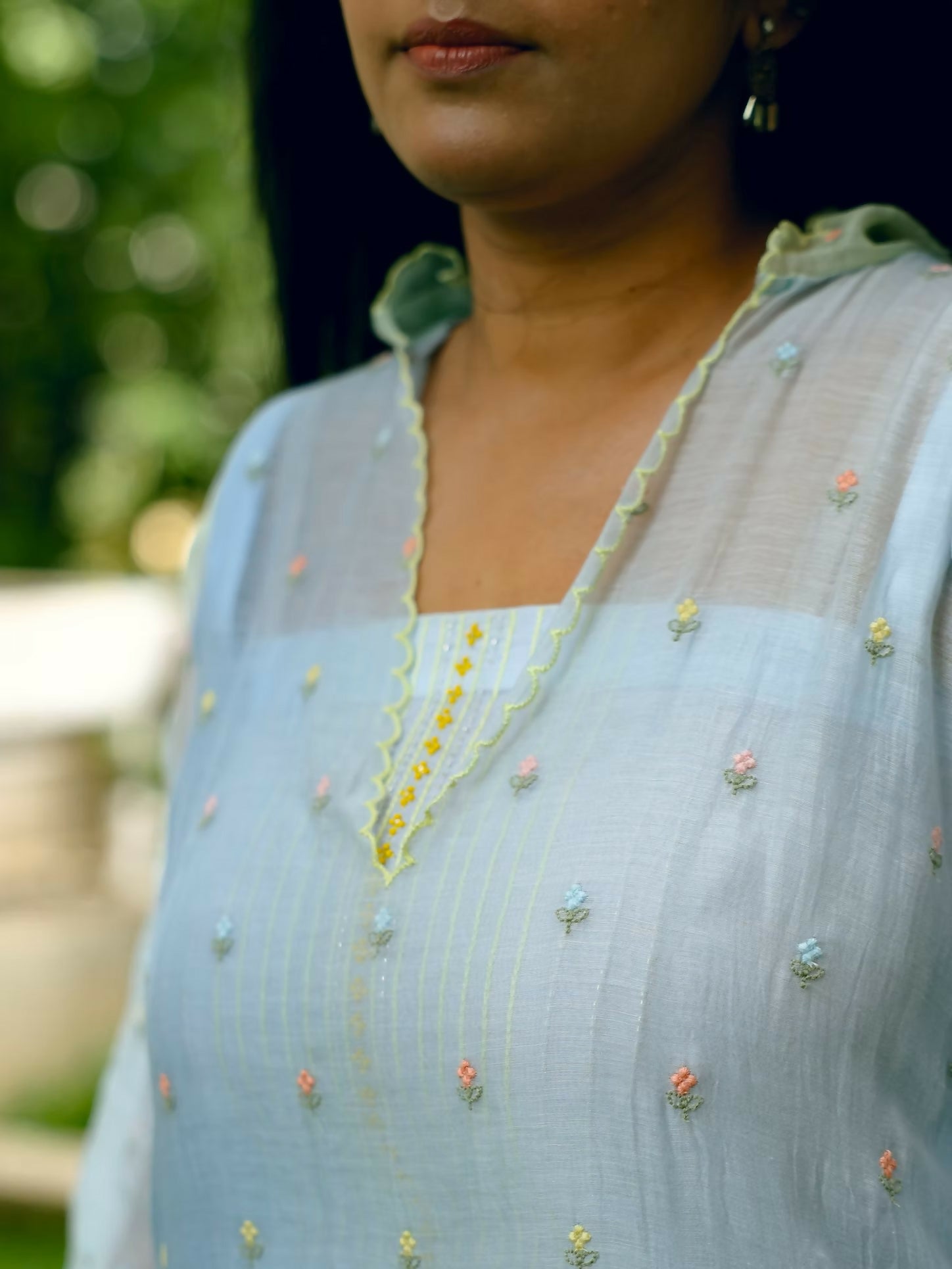 Misty Aqua Embroidered Kurta Set
