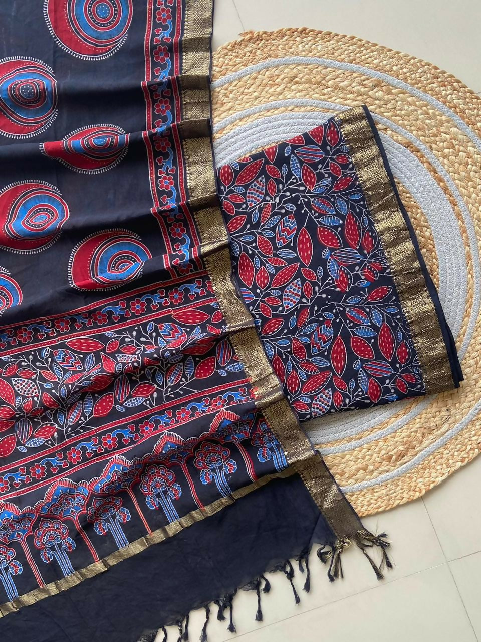 Ajrakh Mangalgiri Cotton Suit Fabric
