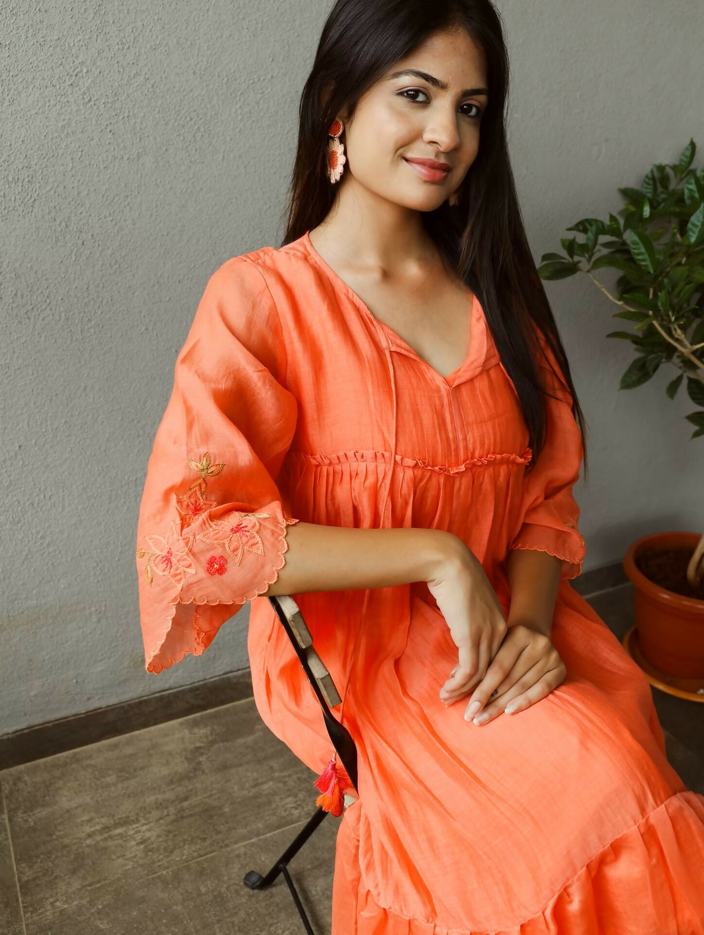 Mulchanderi Hand-Embroidered Tiered Dress